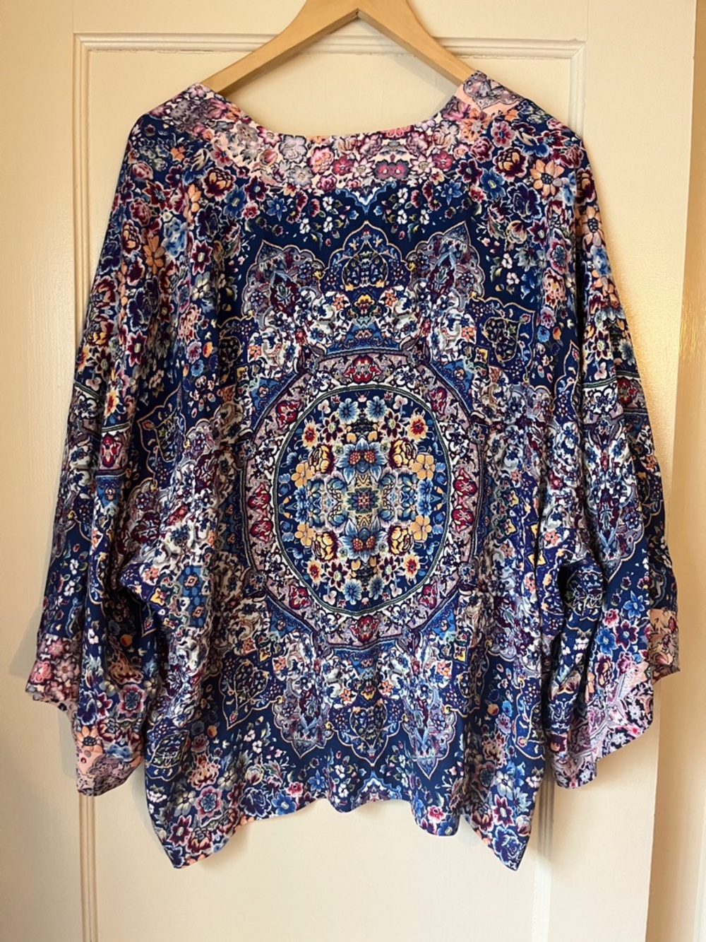 Anthropologie Navy Floral Paisley Kimono - Picture 4 of 6